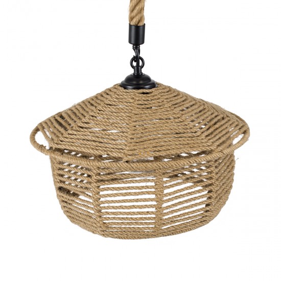GLOBOSTAR® SPIRIT 01607 Boho Κρεμαστό Φωτιστικό Οροφής με Ντουί 1 x E27 AC 220-240V IP20 - Μπεζ - Μ35 x Π35 x Y30cm