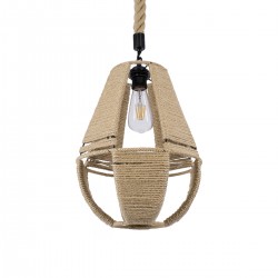 GLOBOSTAR® POLIA 01608 Boho Κρεμαστό Φωτιστικό Οροφής με Ντουί 1 x E27 AC 220-240V IP20 - Μπεζ - Μ30 x Π30 x Y42cm