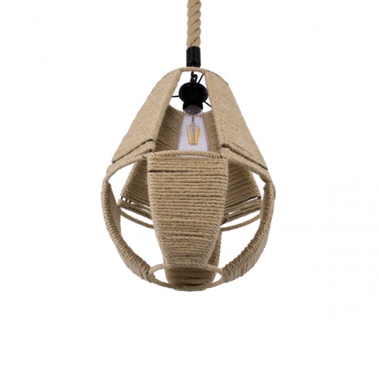 GLOBOSTAR® POLIA 01608 Boho Κρεμαστό Φωτιστικό Οροφής με Ντουί 1 x E27 AC 220-240V IP20 - Μπεζ - Μ30 x Π30 x Y42cm GLOBOSTAR® POLIA 01608 Boho Κρεμαστό Φωτιστικό Οροφής με Ντουί 1 x E27 AC 220-240V IP20 - Μπεζ - Μ30 x Π30 x Y42cm