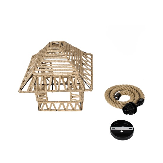 GLOBOSTAR® SPIKY 01613 Boho Κρεμαστό Φωτιστικό Οροφής με Ντουί 1 x E27 AC 220-240V IP20 - Μπεζ - Μ43 x Π43 x Y28cm
