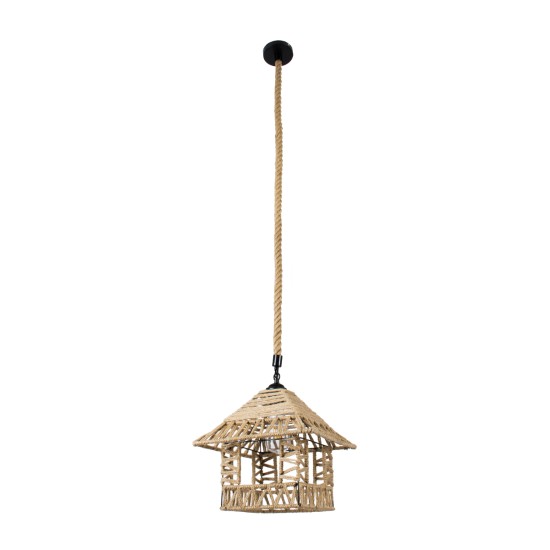GLOBOSTAR® SPIKY 01613 Boho Κρεμαστό Φωτιστικό Οροφής με Ντουί 1 x E27 AC 220-240V IP20 - Μπεζ - Μ43 x Π43 x Y28cm