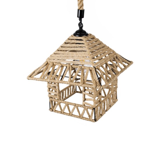 GLOBOSTAR® SPIKY 01613 Boho Κρεμαστό Φωτιστικό Οροφής με Ντουί 1 x E27 AC 220-240V IP20 - Μπεζ - Μ43 x Π43 x Y28cm