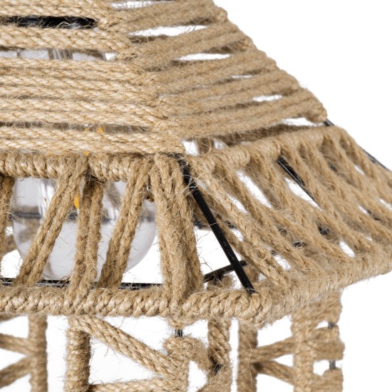 GLOBOSTAR® SPIKY 01613 Boho Κρεμαστό Φωτιστικό Οροφής με Ντουί 1 x E27 AC 220-240V IP20 - Μπεζ - Μ43 x Π43 x Y28cm