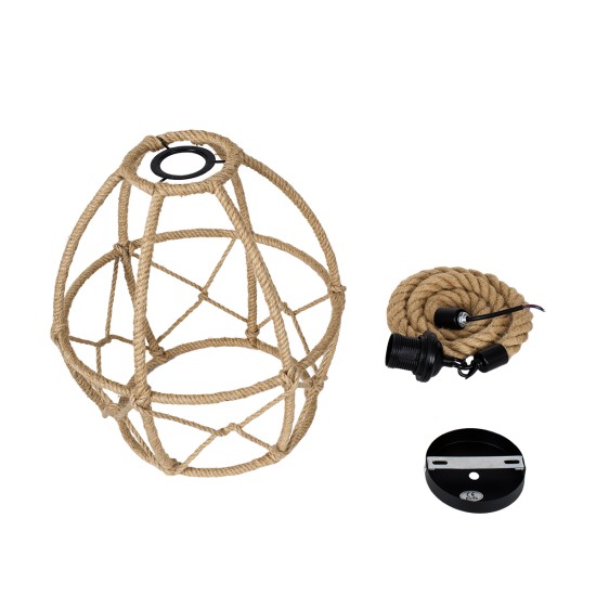 GLOBOSTAR® TELAN 01615 Vintage Κρεμαστό Φωτιστικό Οροφής με Ντουί 1 x E27 AC 220-240V IP20 - Μπεζ - Μ30 x Π30 x Υ38cm