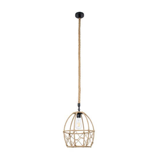GLOBOSTAR® TELAN 01615 Vintage Κρεμαστό Φωτιστικό Οροφής με Ντουί 1 x E27 AC 220-240V IP20 - Μπεζ - Μ30 x Π30 x Υ38cm