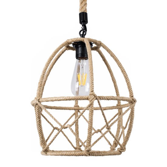 GLOBOSTAR® TELAN 01615 Vintage Κρεμαστό Φωτιστικό Οροφής με Ντουί 1 x E27 AC 220-240V IP20 - Μπεζ - Μ30 x Π30 x Υ38cm