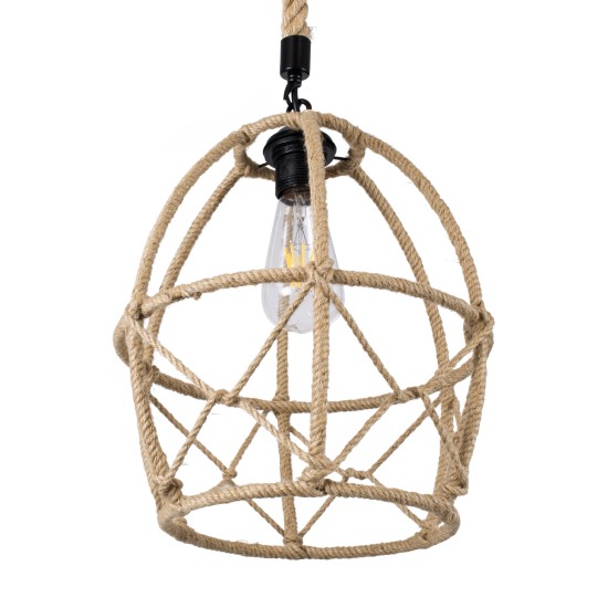 GLOBOSTAR® TELAN 01615 Vintage Κρεμαστό Φωτιστικό Οροφής με Ντουί 1 x E27 AC 220-240V IP20 - Μπεζ - Μ30 x Π30 x Υ38cm