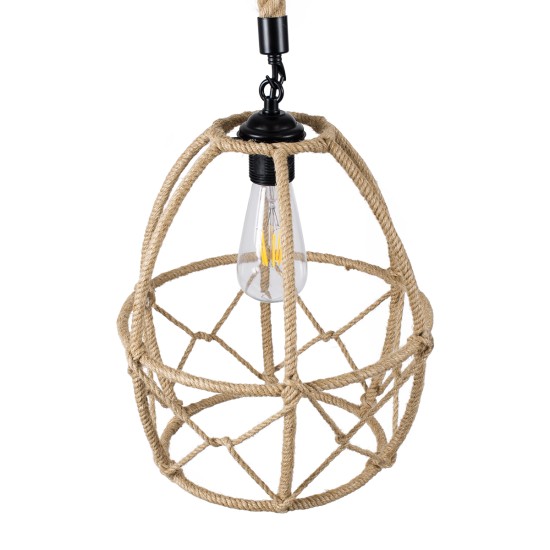 GLOBOSTAR® TELAN 01615 Vintage Κρεμαστό Φωτιστικό Οροφής με Ντουί 1 x E27 AC 220-240V IP20 - Μπεζ - Μ30 x Π30 x Υ38cm