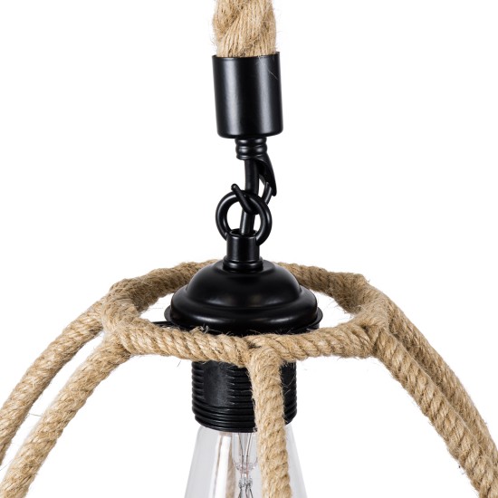 GLOBOSTAR® TELAN 01615 Vintage Κρεμαστό Φωτιστικό Οροφής με Ντουί 1 x E27 AC 220-240V IP20 - Μπεζ - Μ30 x Π30 x Υ38cm