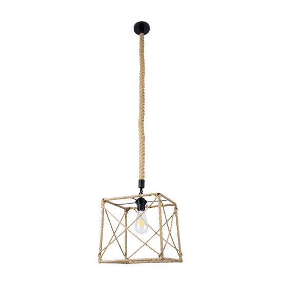 GLOBOSTAR® POLISHED 01616 Vintage Κρεμαστό Φωτιστικό Οροφής με Ντουί 1 x E27 AC 220-240V IP20 - Μαύρο & Μπεζ - Μ30 x Π30 x Υ30cm GLOBOSTAR® POLISHED 01616 Vintage Κρεμαστό Φωτιστικό Οροφής με Ντουί 1 x E27 AC 220-240V IP20 - Μαύρο & Μπεζ - Μ30 x Π30 x Υ30cm