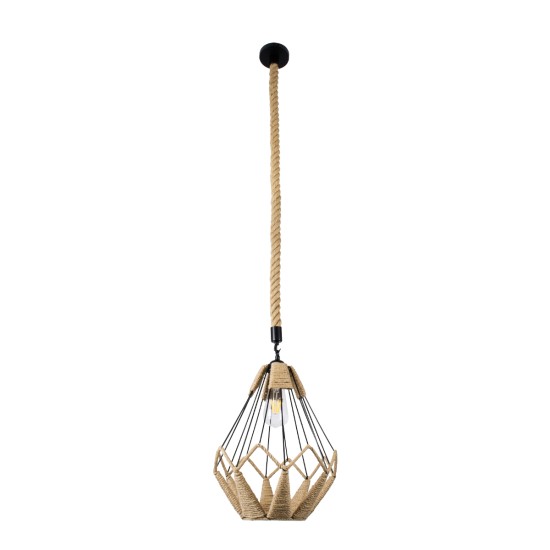 GLOBOSTAR® CONICAL 01617 Vintage Κρεμαστό Φωτιστικό Οροφής με Ντουί 1 x E27 AC 220-240V IP20 - Μαύρο & Μπεζ - Μ30 x Π30 x Υ40cm