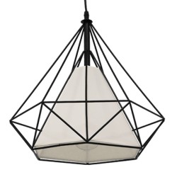 GLOBOSTAR® KAIRI 01618 Μοντέρνο Κρεμαστό Φωτιστικό Οροφής με Ντουί 1 x E27 AC 220-240V IP20 - Μαύρο & Λευκό - Μ38 x Π38 x Υ39cm