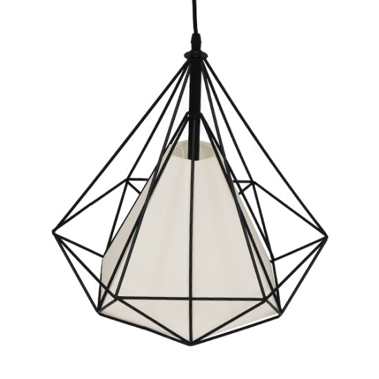 GLOBOSTAR® KAIRI 01618 Μοντέρνο Κρεμαστό Φωτιστικό Οροφής με Ντουί 1 x E27 AC 220-240V IP20 - Μαύρο & Λευκό - Μ38 x Π38 x Υ39cm GLOBOSTAR® KAIRI 01618 Μοντέρνο Κρεμαστό Φωτιστικό Οροφής με Ντουί 1 x E27 AC 220-240V IP20 - Μαύρο & Λευκό - Μ38 x Π38 x Υ39cm