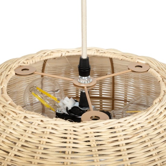 GLOBOSTAR® DE LA MER 01624 Boho Κρεμαστό Φωτιστικό Οροφής με Ντουί 3 x E27 AC 220-240V IP20 - Μπεζ - Μ45 x Π45 x Υ24cm