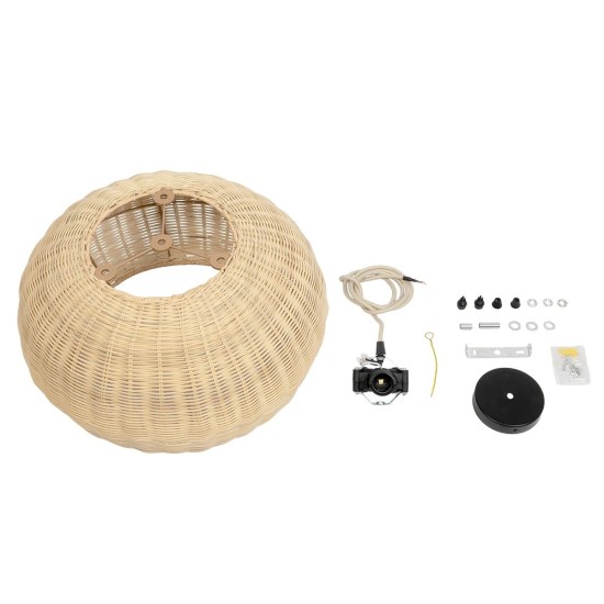 GLOBOSTAR® DE LA MER 01624 Boho Κρεμαστό Φωτιστικό Οροφής με Ντουί 3 x E27 AC 220-240V IP20 - Μπεζ - Μ45 x Π45 x Υ24cm