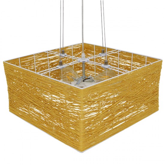 GLOBOSTAR® INCASS 01629 Vintage Κρεμαστό Φωτιστικό Οροφής με Ντουί 5 x E27 AC 220-240V IP20 - Μπεζ - Μ40 x Π40 x Υ22.5cm