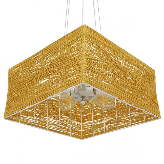 GLOBOSTAR® INCASS 01629 Vintage Κρεμαστό Φωτιστικό Οροφής με Ντουί 5 x E27 AC 220-240V IP20 - Μπεζ - Μ40 x Π40 x Υ22.5cm