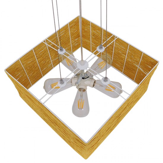 GLOBOSTAR® INCASS 01629 Vintage Κρεμαστό Φωτιστικό Οροφής με Ντουί 5 x E27 AC 220-240V IP20 - Μπεζ - Μ40 x Π40 x Υ22.5cm