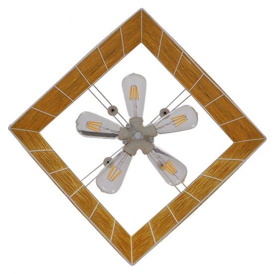 GLOBOSTAR® INCASS 01629 Vintage Κρεμαστό Φωτιστικό Οροφής με Ντουί 5 x E27 AC 220-240V IP20 - Μπεζ - Μ40 x Π40 x Υ22.5cm