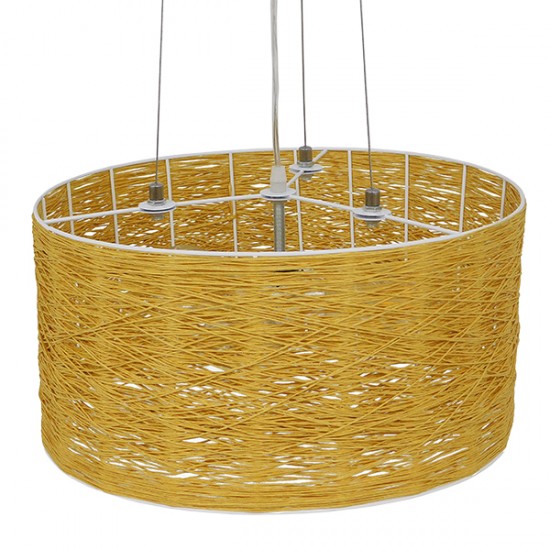 GLOBOSTAR® INCASS 01630 Vintage Κρεμαστό Φωτιστικό Οροφής με Ντουί 3 x E27 AC 220-240V IP20 - Μπεζ - Μ40 x Π40 x Υ22cm
