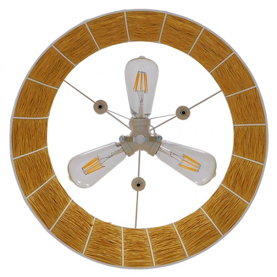 GLOBOSTAR® INCASS 01630 Vintage Κρεμαστό Φωτιστικό Οροφής με Ντουί 3 x E27 AC 220-240V IP20 - Μπεζ - Μ40 x Π40 x Υ22cm