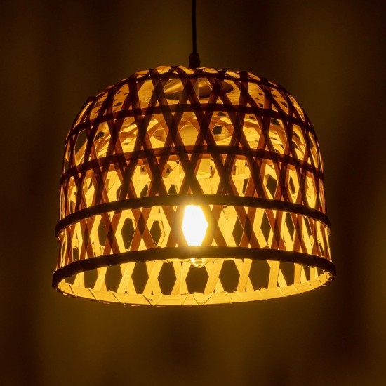 GLOBOSTAR® MANGEA 01634 Boho Κρεμαστό Φωτιστικό Οροφής με Ντουί 1 x E27 AC 220-240V IP20 - Μπεζ - Μ33 x Π33 x Υ27cm