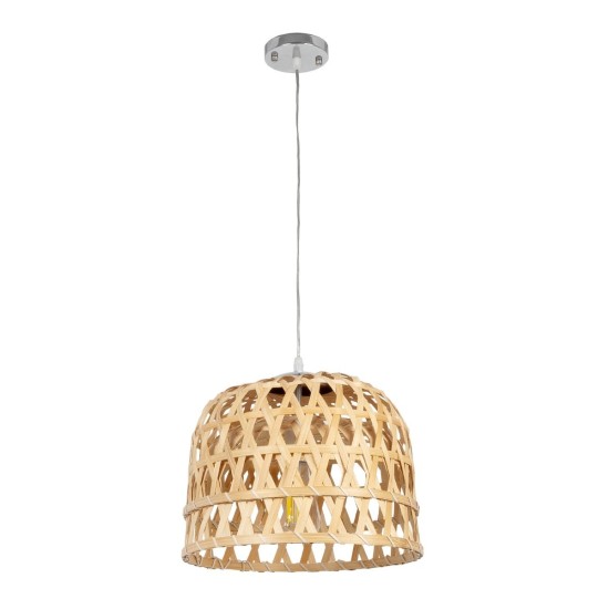 GLOBOSTAR® MANGEA 01634 Boho Κρεμαστό Φωτιστικό Οροφής με Ντουί 1 x E27 AC 220-240V IP20 - Μπεζ - Μ33 x Π33 x Υ27cm