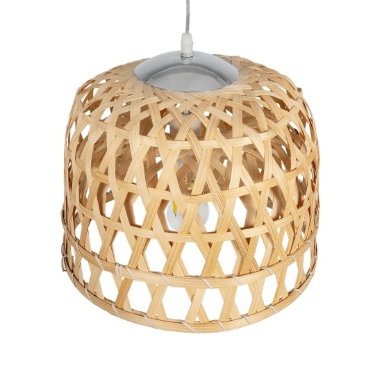 GLOBOSTAR® MANGEA 01634 Boho Κρεμαστό Φωτιστικό Οροφής με Ντουί 1 x E27 AC 220-240V IP20 - Μπεζ - Μ33 x Π33 x Υ27cm