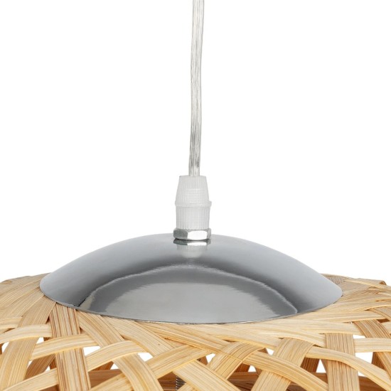 GLOBOSTAR® MANGEA 01634 Boho Κρεμαστό Φωτιστικό Οροφής με Ντουί 1 x E27 AC 220-240V IP20 - Μπεζ - Μ33 x Π33 x Υ27cm