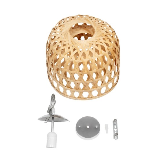 GLOBOSTAR® MANGEA 01634 Boho Κρεμαστό Φωτιστικό Οροφής με Ντουί 1 x E27 AC 220-240V IP20 - Μπεζ - Μ33 x Π33 x Υ27cm