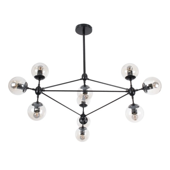 GLOBOSTAR® SENTINEL 01636 Μοντέρνο Φωτιστικό Οροφής με Ντουί 10 x E27 AC 220-240V IP20 - Μαύρο & Διάφανο - Μ105 x Π80 x Υ90cm GLOBOSTAR® SENTINEL 01636 Μοντέρνο Φωτιστικό Οροφής με Ντουί 10 x E27 AC 220-240V IP20 - Μαύρο & Διάφανο - Μ105 x Π80 x Υ90cm