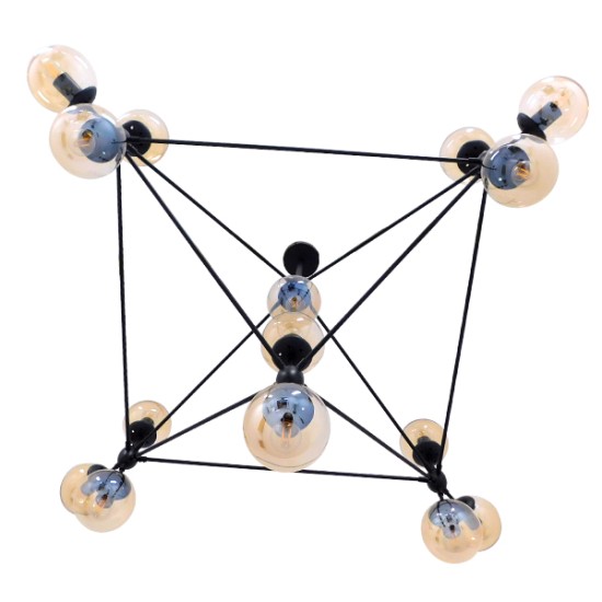 GLOBOSTAR® SENTINEL 01637 Μοντέρνο Φωτιστικό Οροφής με Ντουί 15 x E27 AC 220-240V IP20 - Μαύρο & Μελί - Μ150 x Π150 x Υ115cm GLOBOSTAR® SENTINEL 01637 Μοντέρνο Φωτιστικό Οροφής με Ντουί 15 x E27 AC 220-240V IP20 - Μαύρο & Μελί - Μ150 x Π150 x Υ115cm