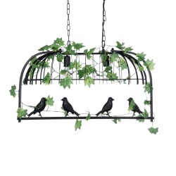 GLOBOSTAR® NEST 01643 Vintage Κρεμαστό Φωτιστικό Οροφής με Ντουί 2 x E27 AC 220-240V IP20 - Μαύρο & Πράσινο - Μ76 x Π36 x Y37cm