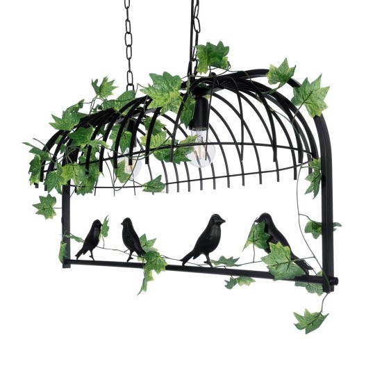 GLOBOSTAR® NEST 01643 Vintage Κρεμαστό Φωτιστικό Οροφής με Ντουί 2 x E27 AC 220-240V IP20 - Μαύρο & Πράσινο - Μ76 x Π36 x Y37cm GLOBOSTAR® NEST 01643 Vintage Κρεμαστό Φωτιστικό Οροφής με Ντουί 2 x E27 AC 220-240V IP20 - Μαύρο & Πράσινο - Μ76 x Π36 x Y37cm
