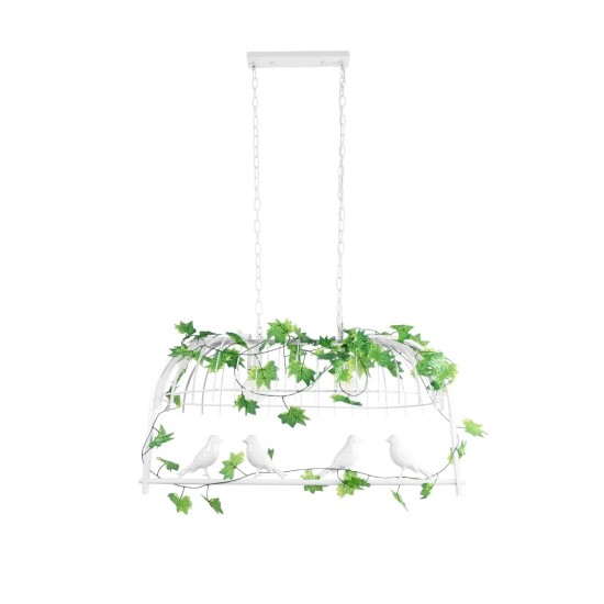 GLOBOSTAR® NEST 01644 Vintage Κρεμαστό Φωτιστικό Οροφής με Ντουί 2 x E27 AC 220-240V IP20 - Λευκό & Πράσινο - Μ73.6 x Π37.5 x Y38cm