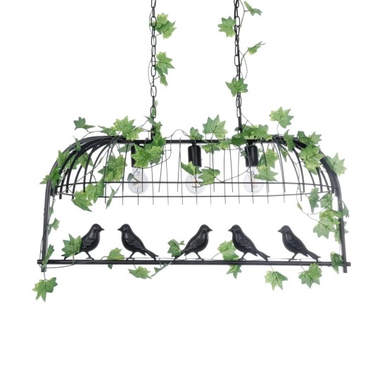 GLOBOSTAR® NEST 01646 Vintage Κρεμαστό Φωτιστικό Οροφής με Ντουί 3 x E27 AC 220-240V IP20 - Μαύρο & Πράσινο - Μ86 x Π38 x Y37cm