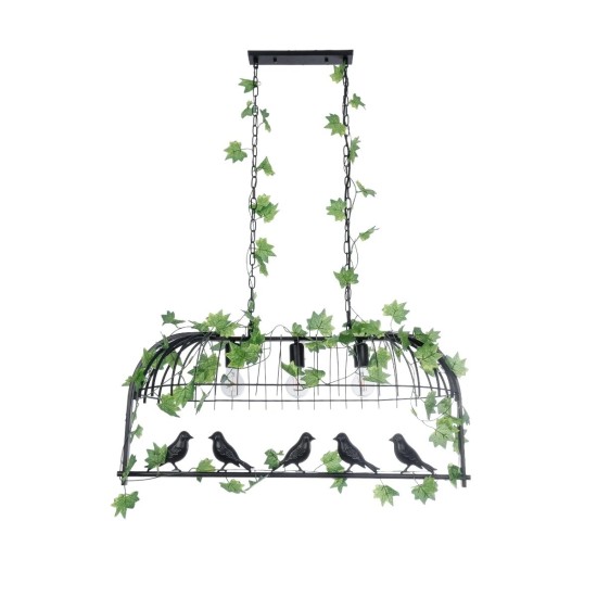 GLOBOSTAR® NEST 01646 Vintage Κρεμαστό Φωτιστικό Οροφής με Ντουί 3 x E27 AC 220-240V IP20 - Μαύρο & Πράσινο - Μ86 x Π38 x Y37cm