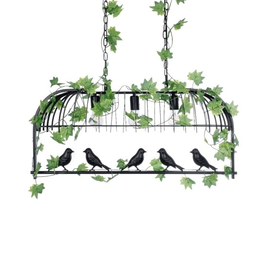 GLOBOSTAR® NEST 01646 Vintage Κρεμαστό Φωτιστικό Οροφής με Ντουί 3 x E27 AC 220-240V IP20 - Μαύρο & Πράσινο - Μ86 x Π38 x Y37cm