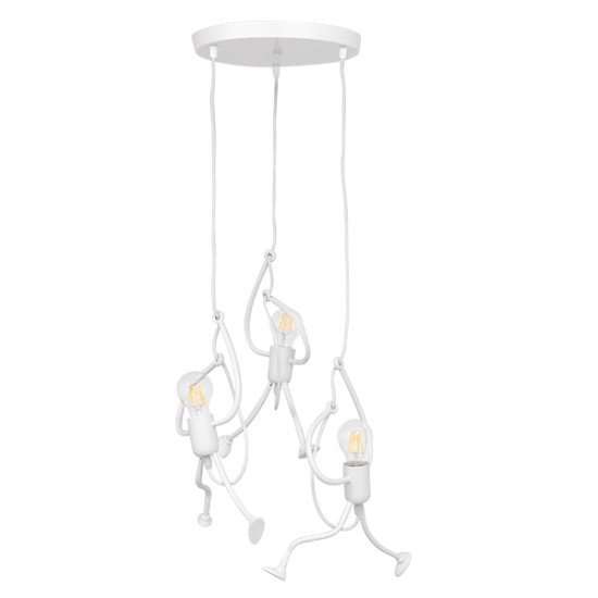 GLOBOSTAR® LITTLE MAN 01654 Μοντέρνο Κρεμαστό Φωτιστικό Οροφής με Ντουί 3 x E27 AC 220-240V IP20 - Λευκό - Μ45 x Π45 x Υ40cm GLOBOSTAR® LITTLE MAN 01654 Μοντέρνο Κρεμαστό Φωτιστικό Οροφής με Ντουί 3 x E27 AC 220-240V IP20 - Λευκό - Μ45 x Π45 x Υ40cm