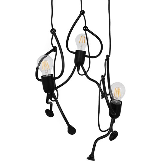 GLOBOSTAR® LITTLE MAN 01655 Μοντέρνο Κρεμαστό Φωτιστικό Οροφής με Ντουί 3 x E27 AC 220-240V IP20 - Μαύρο - Μ45 x Π45 x Υ40cm GLOBOSTAR® LITTLE MAN 01655 Μοντέρνο Κρεμαστό Φωτιστικό Οροφής με Ντουί 3 x E27 AC 220-240V IP20 - Μαύρο - Μ45 x Π45 x Υ40cm
