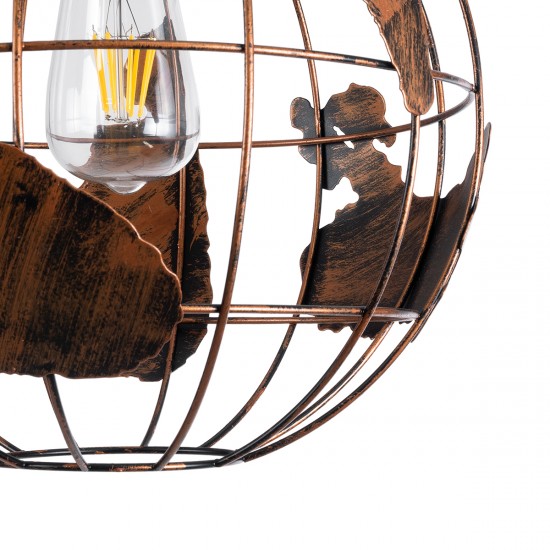GLOBOSTAR® EARTH 01662 Vintage Κρεμαστό Φωτιστικό Οροφής με Ντουί 1 x E27 AC 220-240V IP20 - Χάλκινο - Μ30 x Π30 x Y30cm