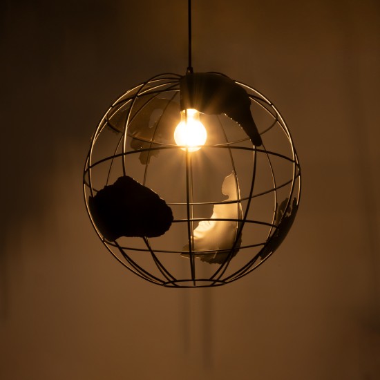 GLOBOSTAR® EARTH 01663 Vintage Κρεμαστό Φωτιστικό Οροφής με Ντουί 1 x E27 AC 220-240V IP20 - Μαύρο - Μ40 x Π40 x Υ38cm GLOBOSTAR® EARTH 01663 Vintage Κρεμαστό Φωτιστικό Οροφής με Ντουί 1 x E27 AC 220-240V IP20 - Μαύρο - Μ40 x Π40 x Υ38cm