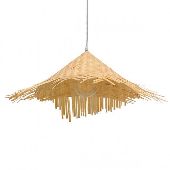 GLOBOSTAR® RICEHAT 01666 Boho Κρεμαστό Φωτιστικό Οροφής με Ντουί 1 x E27 AC 220-240V IP20 - Μπεζ - Μ70 x Π70 x Y25cm GLOBOSTAR® RICEHAT 01666 Boho Κρεμαστό Φωτιστικό Οροφής με Ντουί 1 x E27 AC 220-240V IP20 - Μπεζ - Μ70 x Π70 x Y25cm