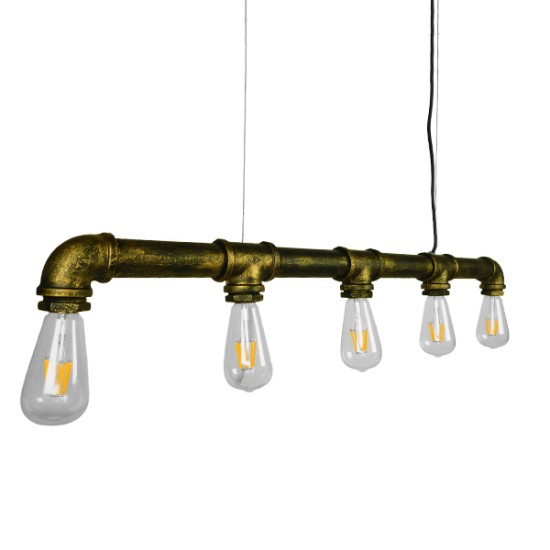 GLOBOSTAR® CANAL 01669 Vintage Κρεμαστό Φωτιστικό Οροφής με Ντουί 5 x E27 AC 220-240V IP20 - Μπρούτζινο - Μ92 x Π5 x Y8cm GLOBOSTAR® CANAL 01669 Vintage Κρεμαστό Φωτιστικό Οροφής με Ντουί 5 x E27 AC 220-240V IP20 - Μπρούτζινο - Μ92 x Π5 x Y8cm