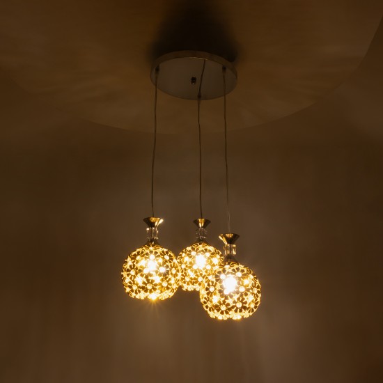 GLOBOSTAR® BOUQUET 01670 Μοντέρνο Κρεμαστό Φωτιστικό Οροφής με Ντουί 3 x E27 AC 220-240V IP20 - Πολύχρωμο - Μ46 x Π46 x Y23cm