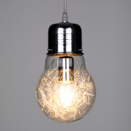 GLOBOSTAR® LAMP 01676 Μοντέρνο Κρεμαστό Φωτιστικό Οροφής με Ντουί 1 x E27 AC 220-240V IP20 - Ασημί & Διάφανο - Μ15 x Π15 x Υ27cm GLOBOSTAR® LAMP 01676 Μοντέρνο Κρεμαστό Φωτιστικό Οροφής με Ντουί 1 x E27 AC 220-240V IP20 - Ασημί & Διάφανο - Μ15 x Π15 x Υ27cm