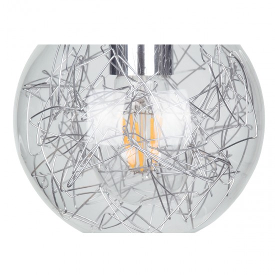 GLOBOSTAR® LAMP 01676 Μοντέρνο Κρεμαστό Φωτιστικό Οροφής με Ντουί 1 x E27 AC 220-240V IP20 - Ασημί & Διάφανο - Μ15 x Π15 x Υ27cm GLOBOSTAR® LAMP 01676 Μοντέρνο Κρεμαστό Φωτιστικό Οροφής με Ντουί 1 x E27 AC 220-240V IP20 - Ασημί & Διάφανο - Μ15 x Π15 x Υ27cm