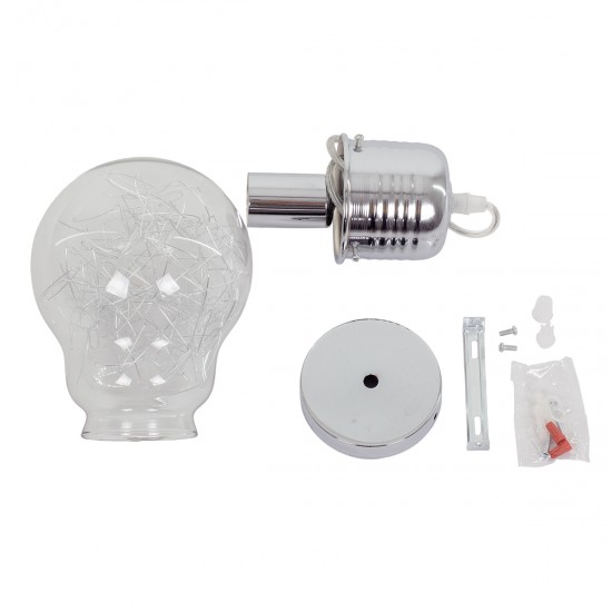 GLOBOSTAR® LAMP 01676 Μοντέρνο Κρεμαστό Φωτιστικό Οροφής με Ντουί 1 x E27 AC 220-240V IP20 - Ασημί & Διάφανο - Μ15 x Π15 x Υ27cm GLOBOSTAR® LAMP 01676 Μοντέρνο Κρεμαστό Φωτιστικό Οροφής με Ντουί 1 x E27 AC 220-240V IP20 - Ασημί & Διάφανο - Μ15 x Π15 x Υ27cm