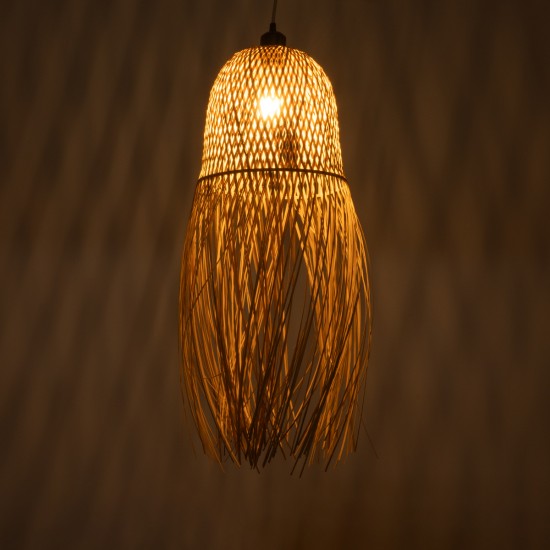 GLOBOSTAR® MANILA 01713 Boho Κρεμαστό Φωτιστικό Οροφής με Ντουί 1 x E27 AC 220-240V IP20 - Μπεζ - Μ25 x Π25 x Υ60cm
