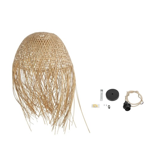 GLOBOSTAR® MANILA 01714 Boho Κρεμαστό Φωτιστικό Οροφής με Ντουί 1 x E27 AC 220-240V IP20 - Μπεζ - Μ45 x Π45 x Υ60cm